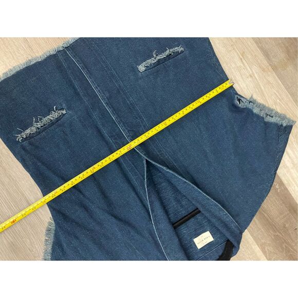 Simon Miller Denim Raw-Edged Short Sleeve Jean Jacket, Sz Medium - Picture 3 of 7